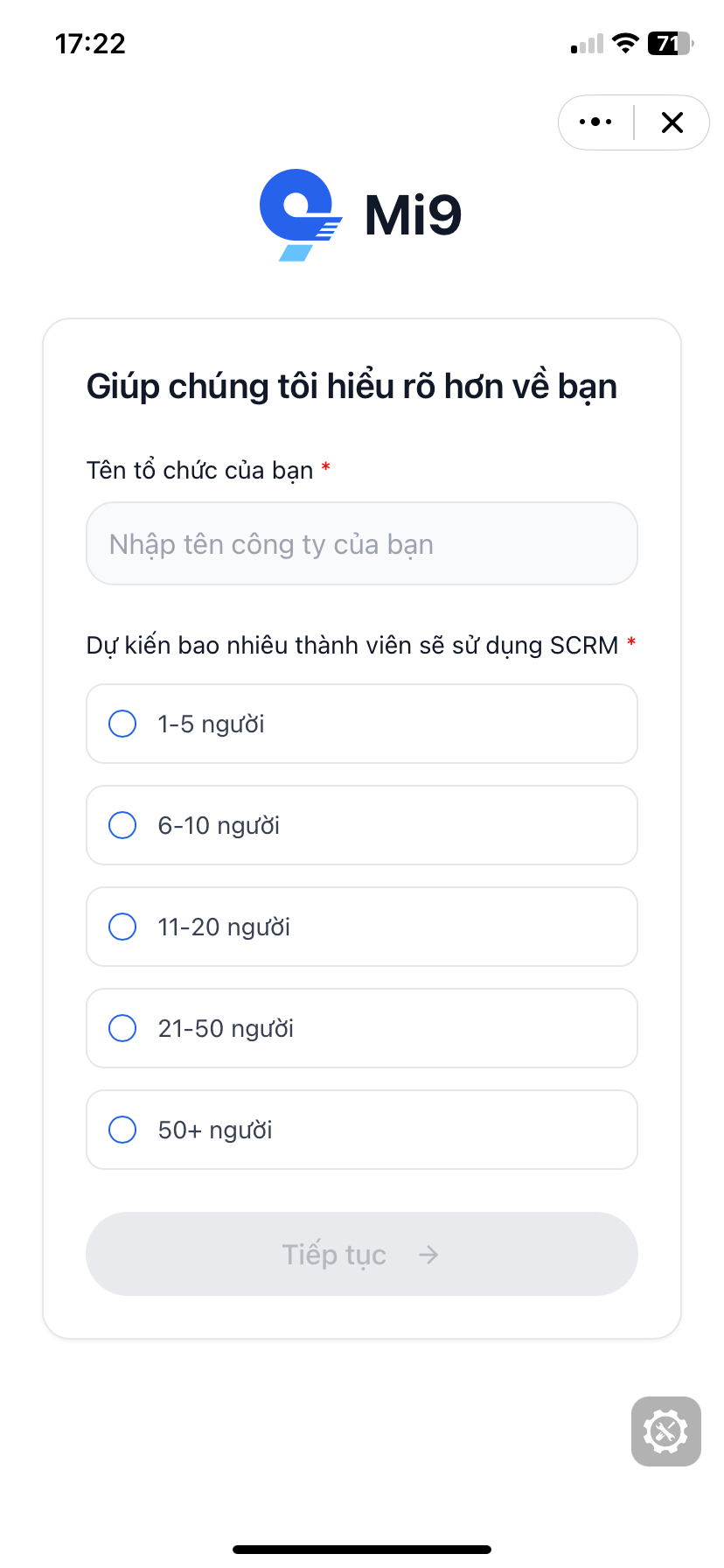 Đăng ký Mi9 bằng mã QR