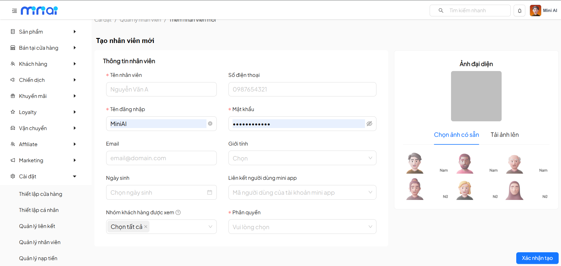 Quản lý danh sách nhân viên