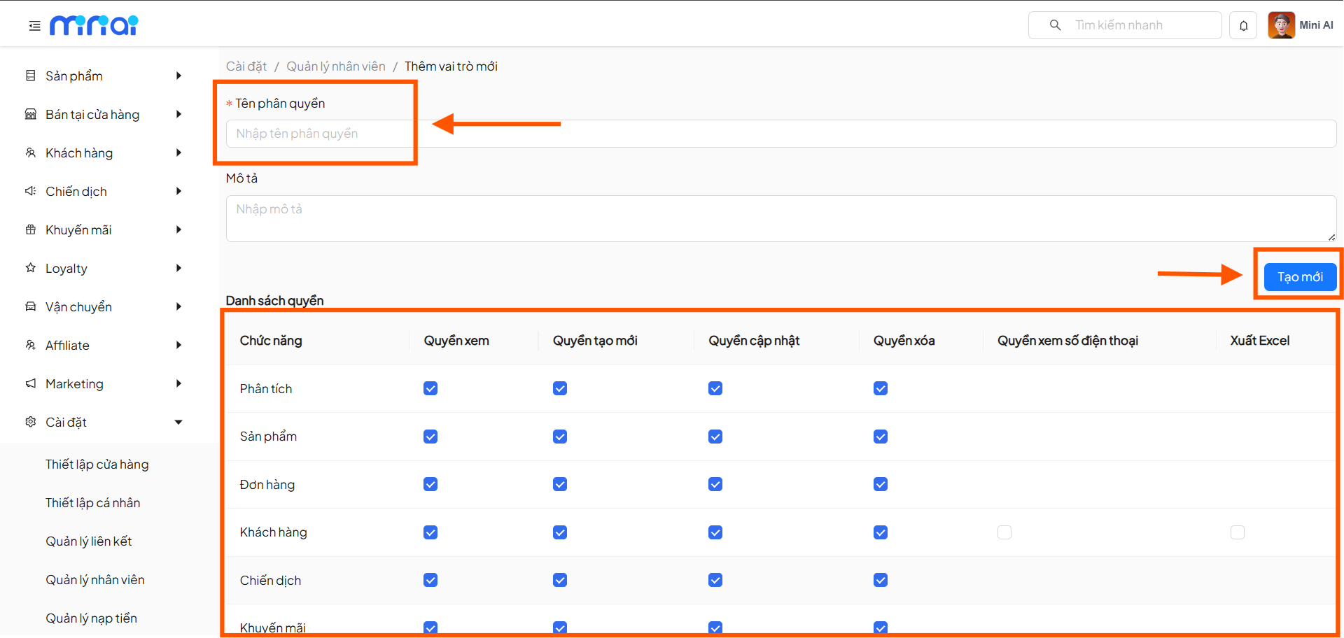 Permission Information Setup