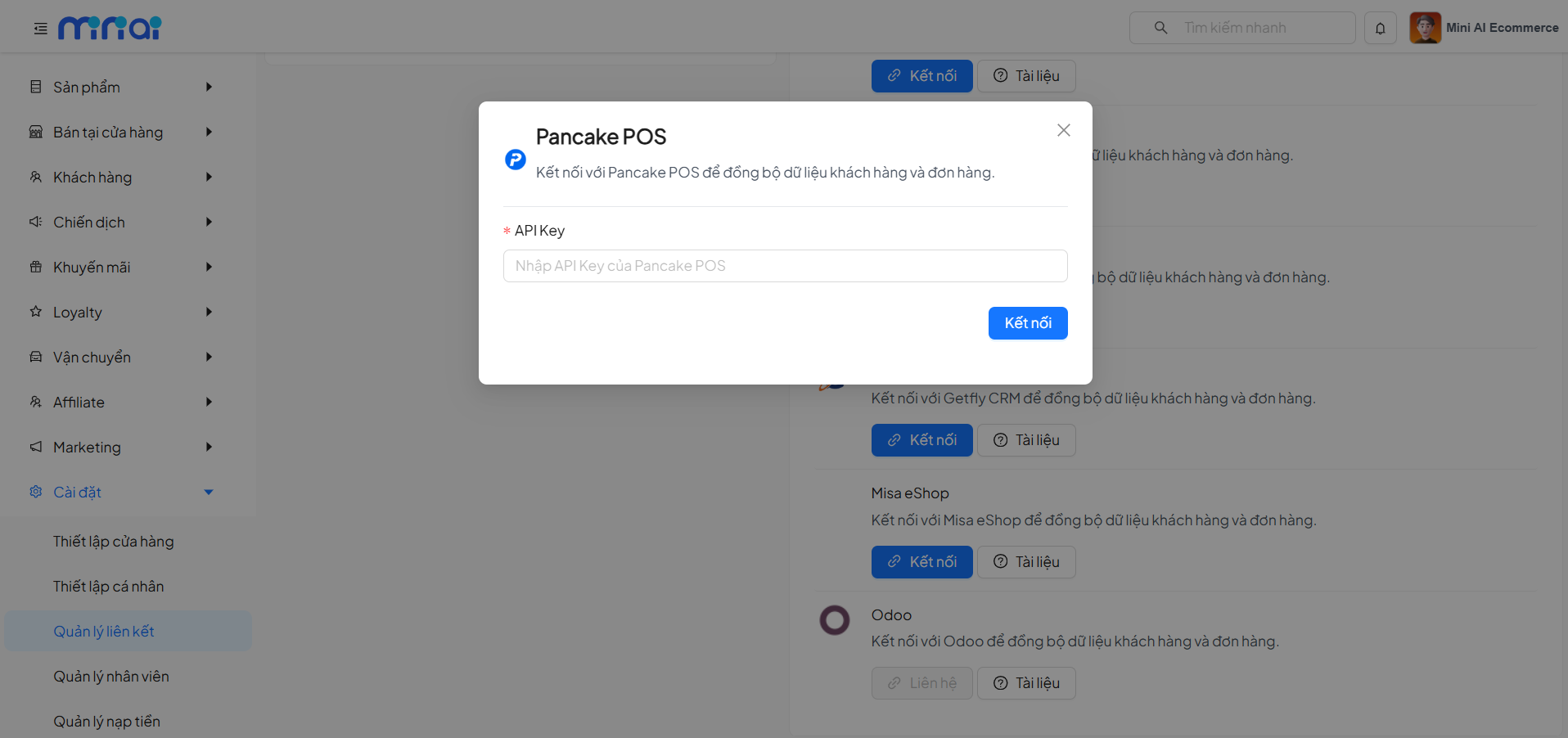 Select Pancake POS Integration Channel